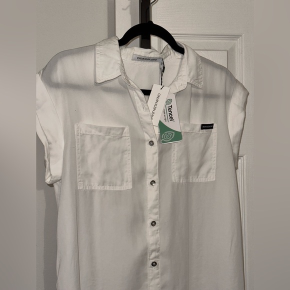 Calvin Klein Jeans White Button Down Shirt size Small - Picture 5 of 8